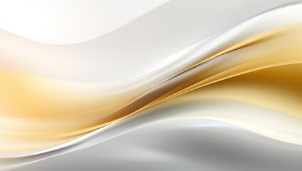 Naklejka premium Elegant Abstract Waves in Soft Shades of Gold and Silver Creating a Luxurious Flowing Background Ideal for Modern Design Projects, Templates, and Promotional Materials