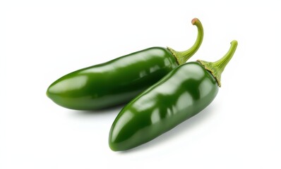 Two fresh green jalapeño peppers