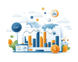 Forex trading graph with market indicators, world financial symbols, and a businesscentric design for global financial investment, vector illustration showcasing economic growth