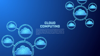 Digital Cloud computing technology, online network connection symbol suitable for presentation background about online storage, futuristic technology, data security, servers and cloud services.