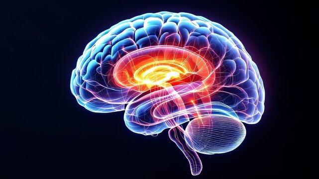 Human brain striatum X-ray, 3D anatomical view.