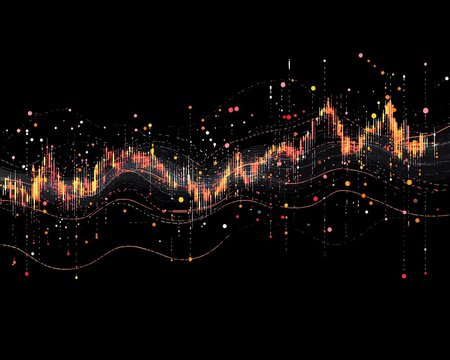 Stock exchange candlestick graph with bullish movement, market trend analysis, trading data, vector illustration for stock investment growth and financial forecasting
