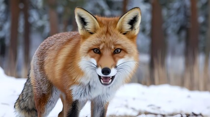 Fototapeta premium red fox in snow