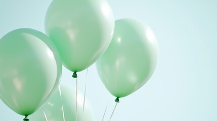 Mint green aesthetic balloons in a soft sky celebration event pastel vibes outdoor setting uplifting concept