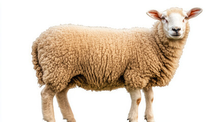 Fototapeta premium A Fluffy Beige Sheep: Captivating Imagery for Agriculture and Livestock