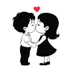 Cute couple vector silhouette