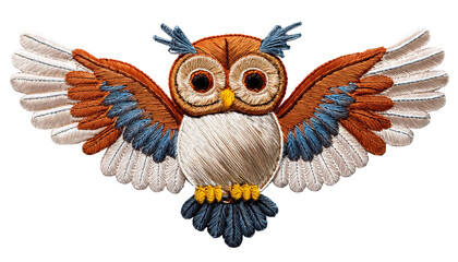 Fototapeta premium かわいいフクロウの刺繍（Cute owl embroidery） 