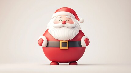Obraz premium Jolly Crimson Santa Claus Figure in Crisp Minimal White Setting Cheerful Vibrant Commercial