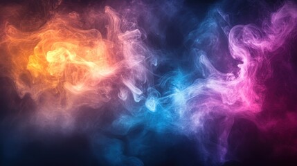 Vibrant colorful smoke swirls on dark background