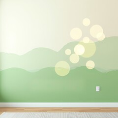 Fototapeta premium Kid's room wall mockup, vibrant green bokeh backdrop.
