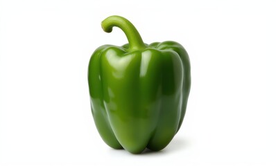 Fresh green bell pepper on white background