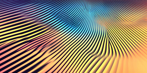 Abstract Colorful Waves, Curving Lines Flow Dynamically Across Gradient Background, Creating a Vibrant, Textured Visual