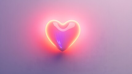Obraz premium Glowing heart-shaped neon light radiating warmth in a minimalistic setting during evening hours