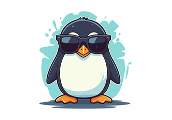 Obraz premium Cool Penguin in Sunglasses Cute Bird Illustration