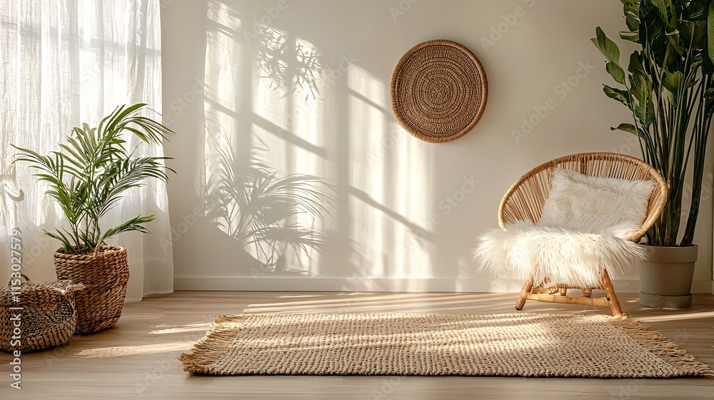 Poster a zen-inspired study area featuring clean surfaces and subtle earth tones for a calming effect stock