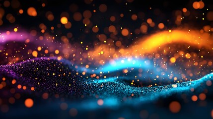 Obraz premium abstract blue orange glowing particles background - abstract backgr.