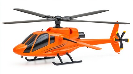 Bright Orange Remote Controlled Helicopter Toy Against White Background