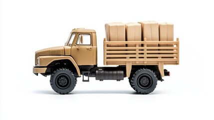 Wooden Cargo Truck Transporting Shipments for Commercial Logistics