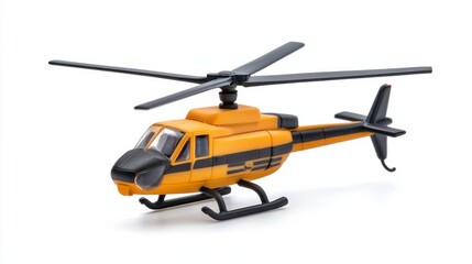 Fototapeta premium Scale Model Orange Toy Helicopter Aircraft with Rotors and Wings for Aviation and Technology