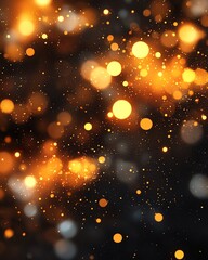 Obraz premium A dazzling bokeh glitter textured background with vibrant golden and silver particles, creating a sparkling, festive vibe, isolated on black