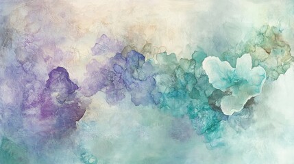 Abstract Watercolor Painting of Floral Forms in Soft Hues