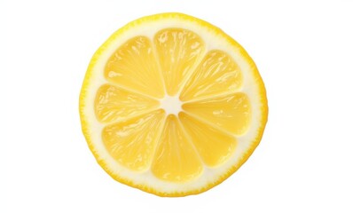 Fresh yellow lemon slice on white background