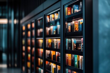 Close-up of a digital library kiosk screen displaying personalized book recommendations for avid readers.