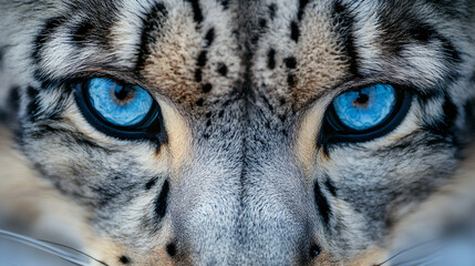 Obraz premium Stunning Close-Up of a Big Cat's Vibrant Blue Eyes, Wild Animal Portrait, Captivating Gaze, Intense Focus