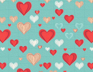 Valentine's Day card design. Illustration with oil paint. Pattern for printing on wall decorations, covers, wallpapers