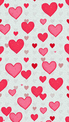 Valentine's Day card design. Illustration with oil paint. Pattern for printing on wall decorations, covers, wallpapers