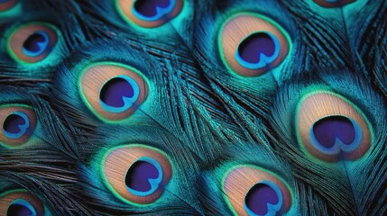 Close-up of a peacock feather showcasing vibrant colors and intricate patterns.