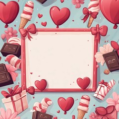 Festive Valentine s Day Themed Seamless Pattern with Hearts Gifts and Candy in Cartoon Style