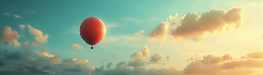 Fototapeta premium Earth as a balloon drifting through a peaceful sky, embodying freedom and lightness, calm and uplifting background, 8K realism