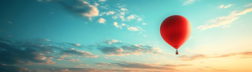 Obraz premium Earth balloon gently floating in the air, symbolizing the lightness of being, peaceful sky and soft clouds in the background, 8K clarity