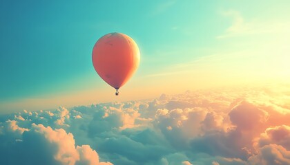 Obraz premium Earth depicted as a floating balloon in a calm, serene sky, symbolizing liberation and lightness, vivid, peaceful surroundings, 4K quality