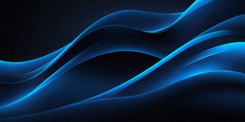 Dark blue abstract color gradient wave on black background, blurry grainy light wave noise texture backdrop, copy space
