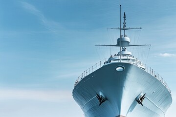 Naklejka premium Bow of a large ship against a bright sky.