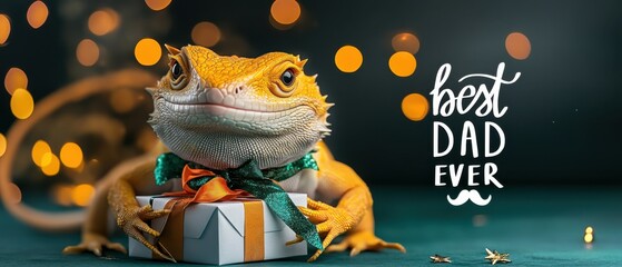 Adorable Bearded Dragon Celebrates Fathers Day with Gift