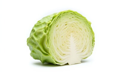 Fresh green cabbage half on white background