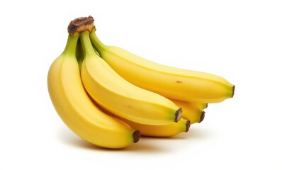 Fresh yellow bananas on a white background