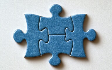 Obraz premium Solitary blue puzzle piece on a bright white background, symbolizing the missing piece and completion, 8K sharpness