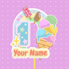 adorable party kit of ice cream the cake topper for decoration cake