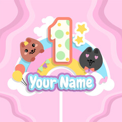 a rabbit theme of cake topper for decoration cake party kit