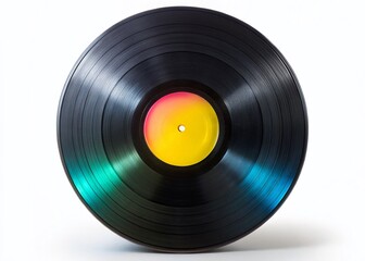 Classic Vinyl Record, Clean Label, Isolated White Background - Long Exposure Stock Photo