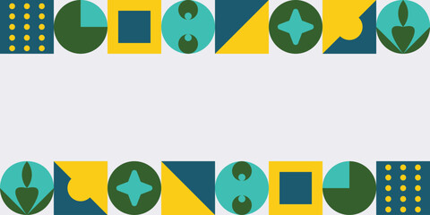 Modern vector with symmetrical circles, squares, and triangles creating a minimalist design