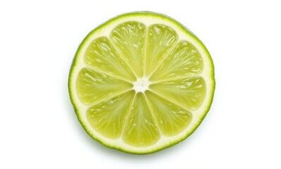 Fresh green lime slice on white background