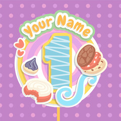 adorable hand drawn cookies theme cake topper for decoration cake