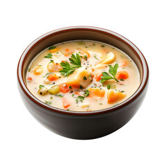 Tasty Fish chowder  Isolated On Transparent Background