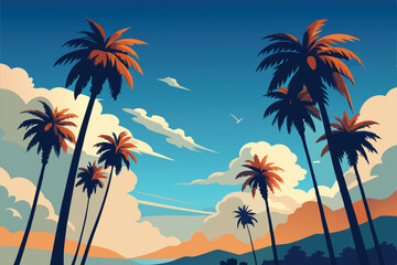 palm trees on the beach vector illustration
