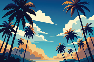 palm trees on the beach vector illustration